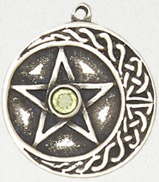 Nirvana pewter wiccan moon garnet pendant on black cord