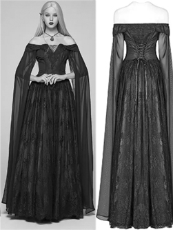 Punk Rave Gothic Victorian long black elegant dress 