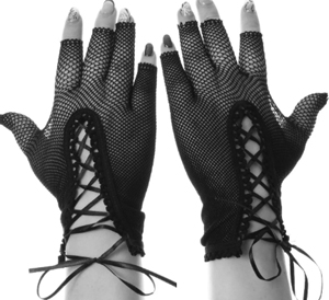 Wren lace up fishnet wrist gloves