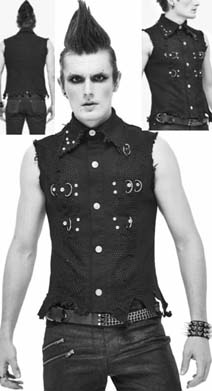 Punk Rave men's black gothic sleeveless shirt/vest