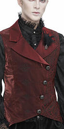 Devil Fashion black/red paisley satin men's waistcoat/vest