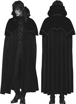 Punk Rave black velvet/jacquard gothic noble night cloak/cape