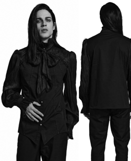 Punk Rave mens black birdxcage pleated woven shirt