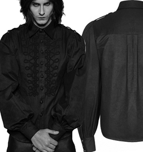 Devil Fashion uniform retro long sleeve men's button up braid embellished full sleeve shirt