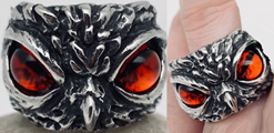 Owl devil's eye stainless steel ring