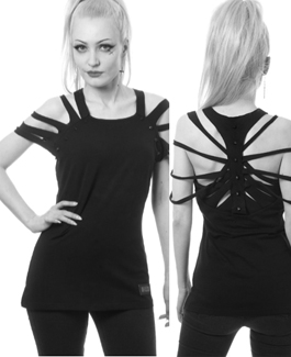 Vixxsin black cotton elastane strappy Yanet sleeveless top